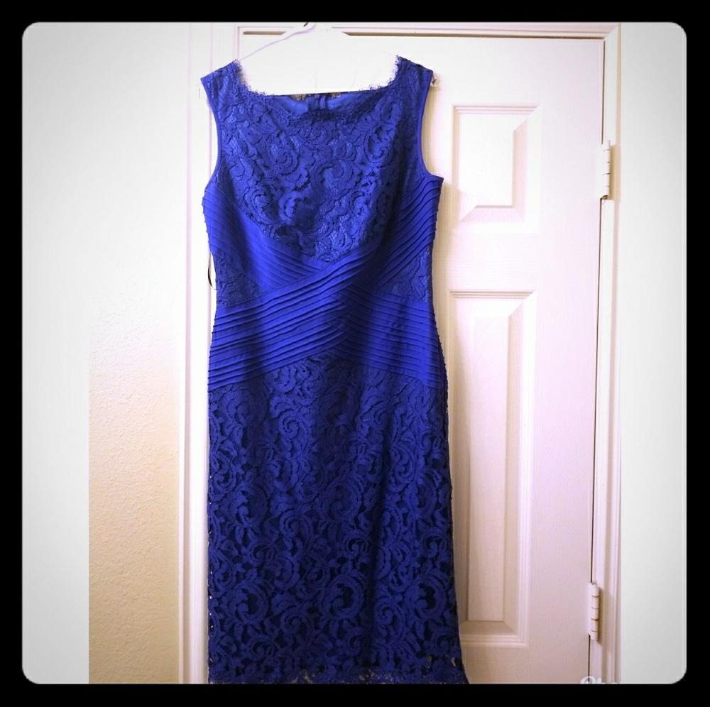 Tadashi Shoji Blue Lace Dress 6